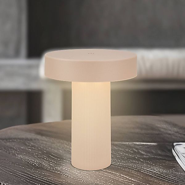 LED-Akku-Tischleuchte Bito, beige/beige, Höhe 20 cm, IP44 günstig online kaufen