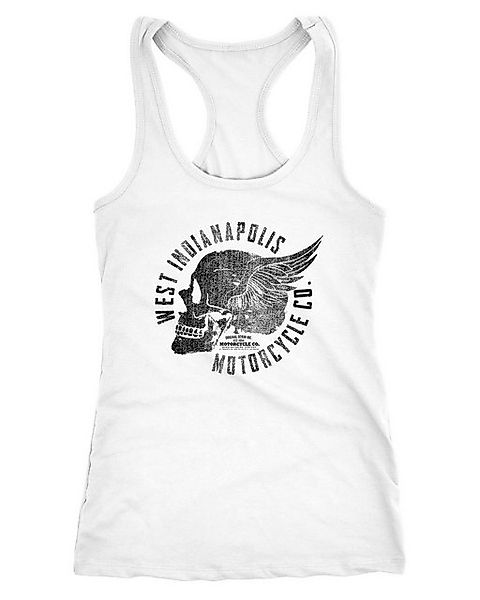 Neverless Tanktop Damen Tank Top Motorrad Biker Totenkopf Skull Wings Vinta günstig online kaufen