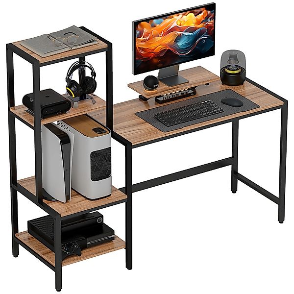 HOMCOM Computertisch  Spanplatte Metall Braun 150L x 48B x 125H cm günstig online kaufen