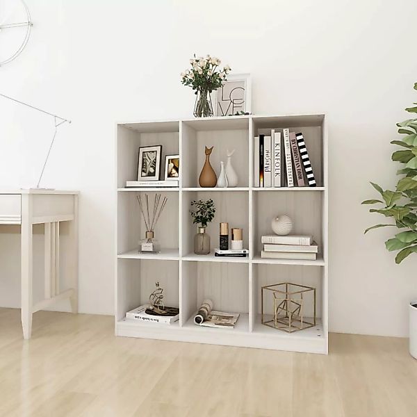 Bücherregal/raumteiler Weiß 104x33,5x110 Cm Massivholz Kiefer günstig online kaufen