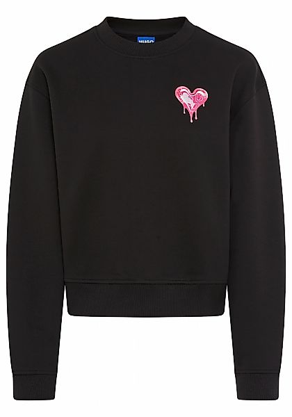 HUGO Blue Sweater "Delessa", Baumwoll-Terry mit Rundhals günstig online kaufen