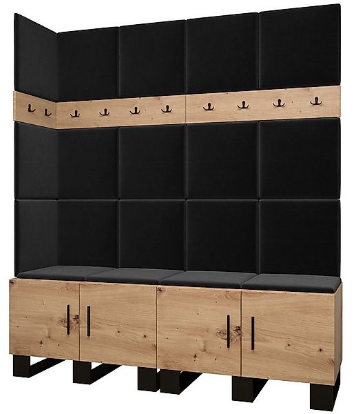 ABIKS MÖBEL Garderoben-Set ARTIN Set 12 Garderobe mit gepolsterten Paneelen günstig online kaufen