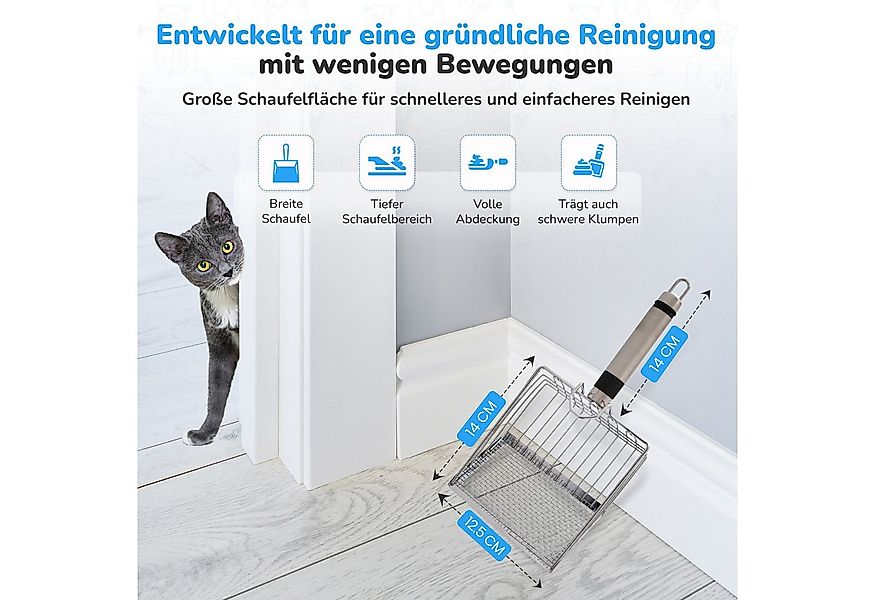 LINUMA Katzentoilette Edelstahl Katzenstreuschaufel mit Kunststoffgriff Kat günstig online kaufen
