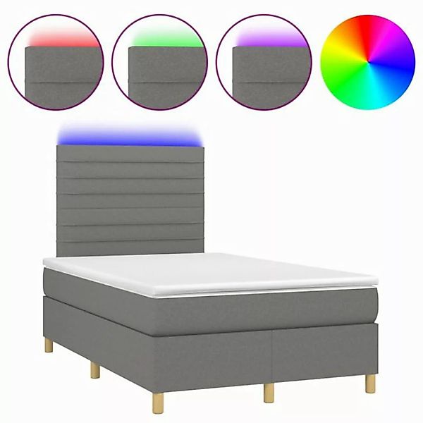 vidaXL Boxspringbett (120 x 200 cm, Streifen Horizontal, Dunkelgrau), mit L günstig online kaufen