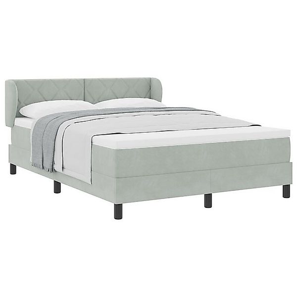 vidaXL Bett Boxspringbett mit Matratze in Hellgrau, 140x190 cm, Samt (1-tlg günstig online kaufen