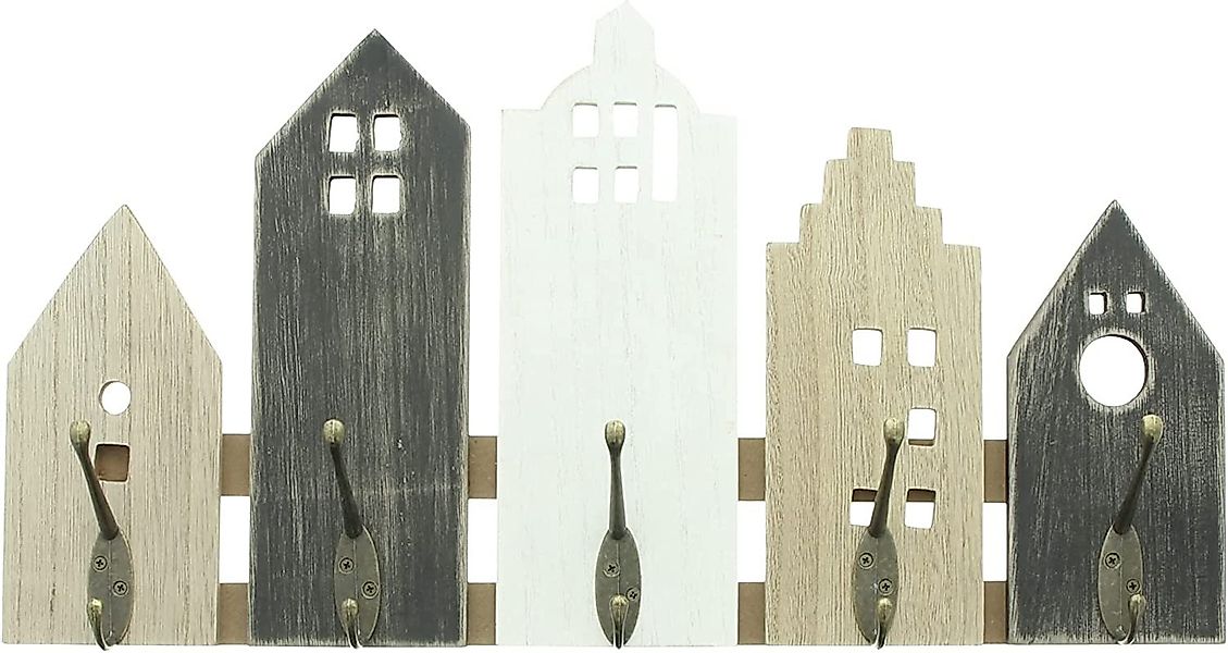 Dekoleidenschaft Wandgarderobe "Skyline" Holz Garderobe, 5 günstig online kaufen