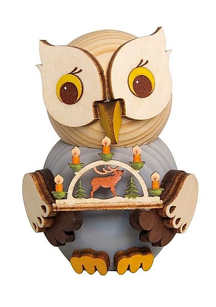Kuhnert Dekofigur Mini-Eule mit Schwibbogen - aus Holz gefertigt - ca. 7 cm günstig online kaufen