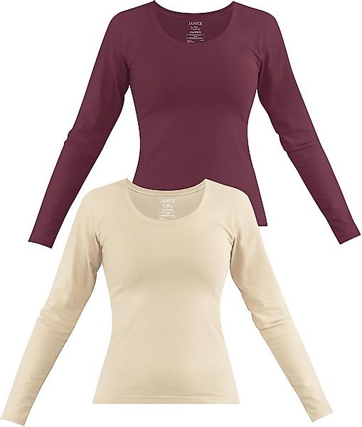 Janice Langarmshirt 2 x Damen Langarmshirt Nimes Figurbetonter Pullover aus günstig online kaufen