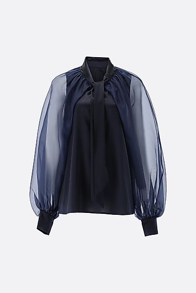 Bluse aus Seide mit voluminösen Organza Ärmeln günstig online kaufen