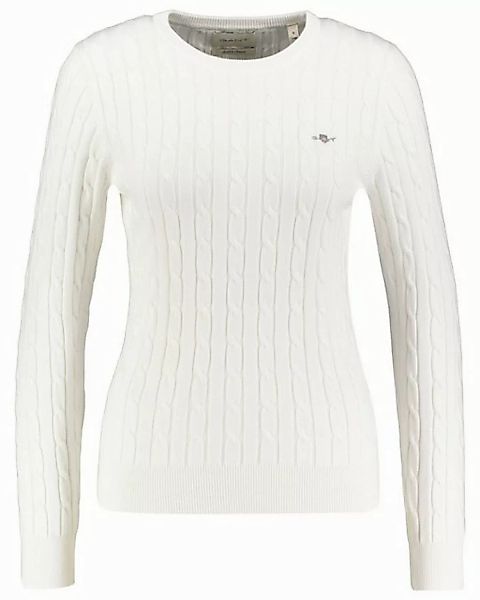 Gant Strickpullover STRETCH COTTON CABLE C-NECK mit Logostickerei auf der B günstig online kaufen