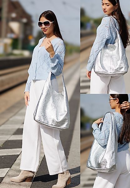 Caspar Schultertasche große Damen Wildleder Tasche günstig online kaufen