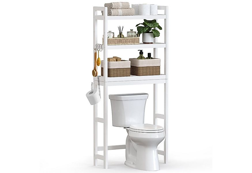 SONGMICS Badregal Badezimmerregal Toilettenregal, 3-stöckiges Badregal Bamb günstig online kaufen