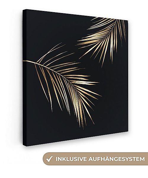OneMillionCanvasses® Leinwandbild Blätter - Pflanzen - Gold - Schwarz - Lux günstig online kaufen