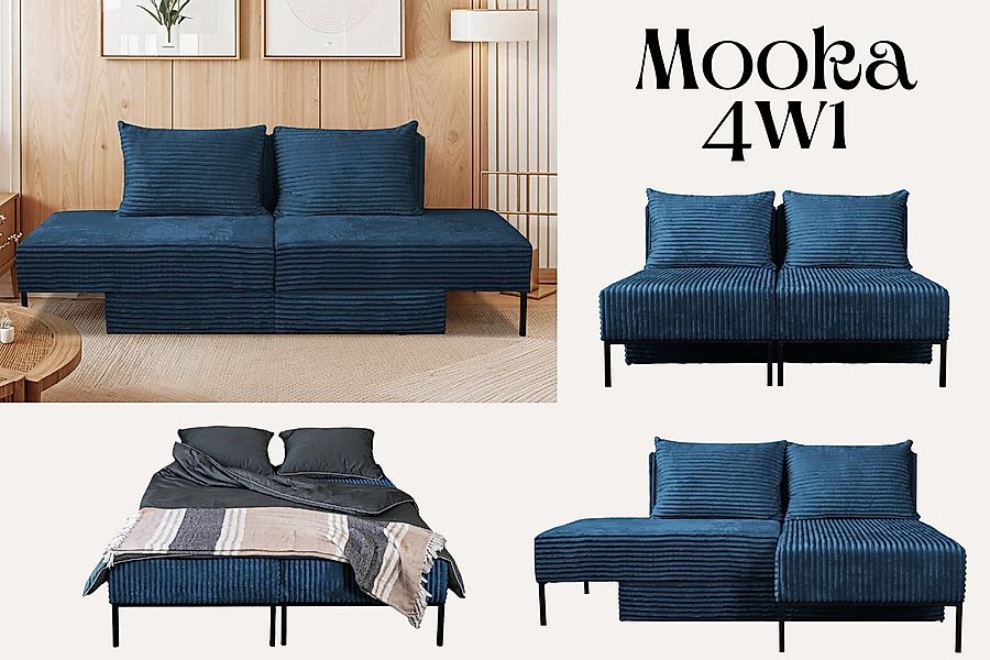 Kaiser Möbel Schlafsofa Ecksofa, Betten, Liegestuhl, MOOKA 4in1-Multifunkti günstig online kaufen