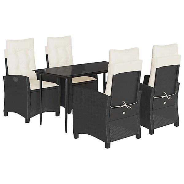 vidaXL 5-Tlg Garten-Essgruppe mit Kissen Schwarz Poly Rattan 3212725 günstig online kaufen
