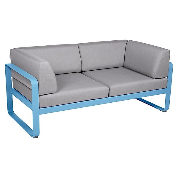 Bellevie 2-Sitzer Club Sofa E1 Maya-Blau 79 Flanellgrau günstig online kaufen