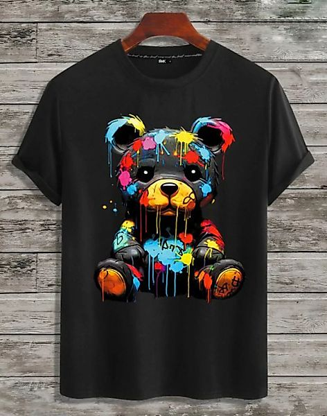 RMK T-Shirt Herren kurzarm Shirt Basic Rundhals mit Teddybär Bär günstig online kaufen