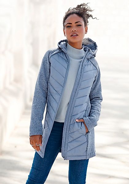 Vivance Steppjacke mit Kapuze mit Strickfleece-Ärmeln günstig online kaufen