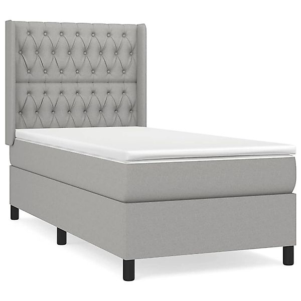 vidaXL Boxspringbett Boxspringbett mit Matratze Hellgrau 90x200 cm Stoff Be günstig online kaufen