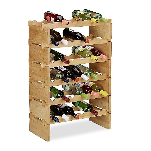 relaxdays Weinregal Stapelbares Weinregal aus Bambus, günstig online kaufen