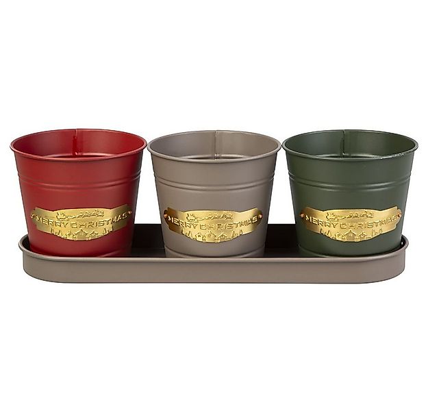MICA Dekovase 3 Pflanztöpfe - Merry Christmas - rot/grau/grün - ca. 11 x 8 günstig online kaufen