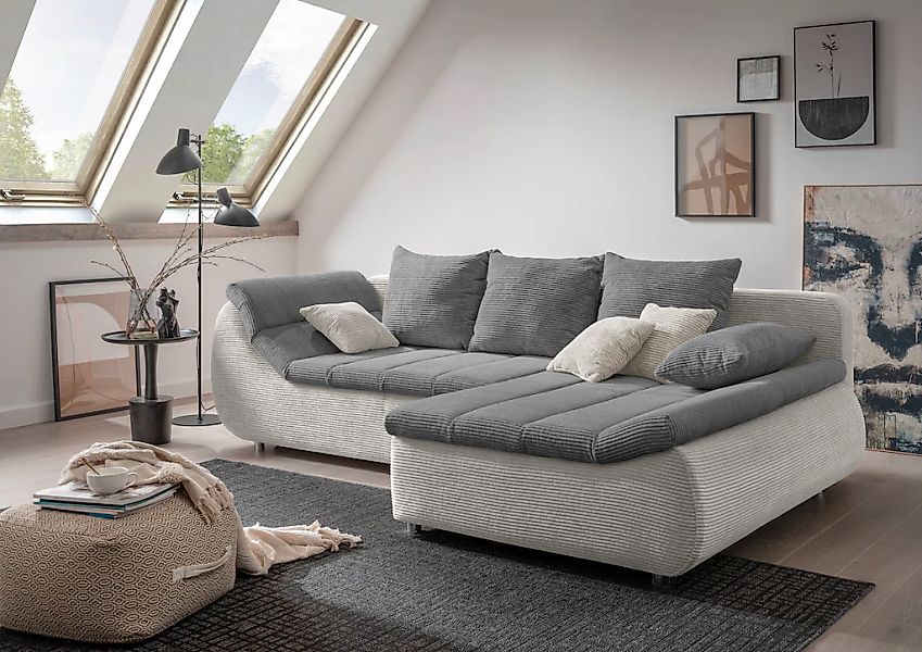 INOSIGN Ecksofa "Imola elegant und bequem, aktuelle Steppung im Sitz, L-For günstig online kaufen