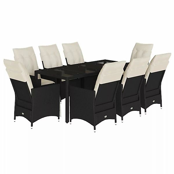 vidaXL 9-Tlg Garten-Essgruppe mit Kissen Schwarz Poly Rattan 3276699 günstig online kaufen