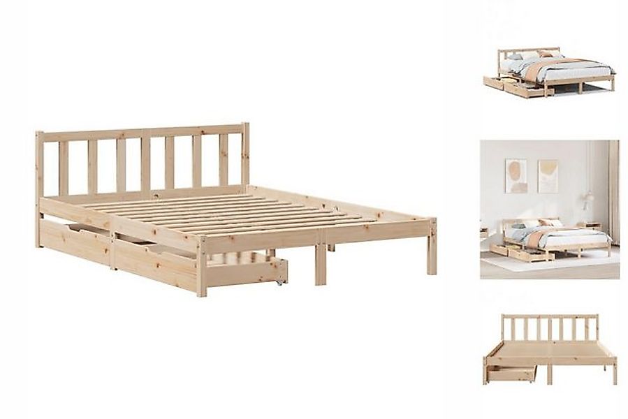 vidaXL Bettgestell Massivholzbett ohne Matratze 140x200 cm Kiefernholz Bett günstig online kaufen