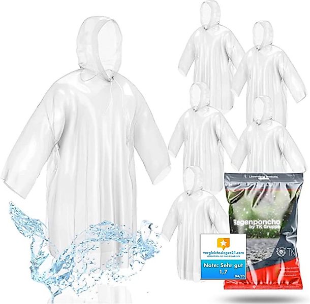 Travelfreund® Regenponcho 8x Einweg Regenjacke mit Kaputze transparent Einh günstig online kaufen