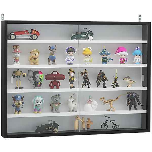 HOMCOM Vitrine für Sammlerstücke Wandvitrine 80 x 9,5 x 60 cm mit 4 verstel günstig online kaufen