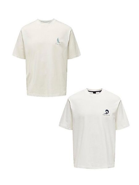 ONLY & SONS T-Shirt 2er-Set Kurzarm locker geschnitten Rundhals (2-tlg) ONS günstig online kaufen