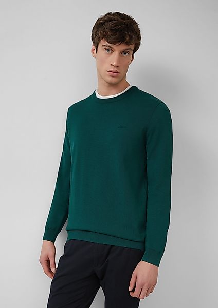 s.Oliver Strickpullover Baumwollpullover mit Logo-Stickerei Logo günstig online kaufen