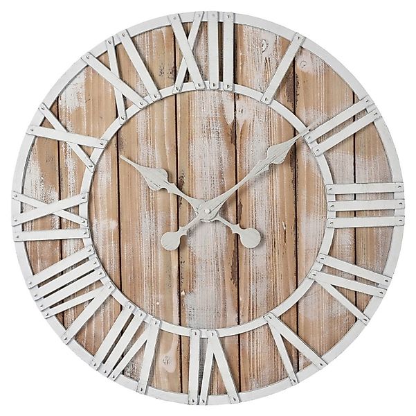 Wanduhr REFLENA, Ø 60 cm, Braun, Weiß, Kunststoff, (ohne Batterie) günstig online kaufen