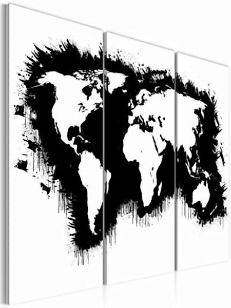 artgeist Wandbild Monochrome Weltkarte - Triptychon schwarz/weiß Gr. 60 x 4 günstig online kaufen