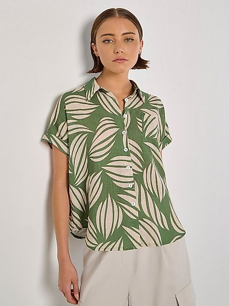 Apricot Hemdbluse Hemd mit Muscheldruck aus Leinenmischung aus Leinenmischu günstig online kaufen