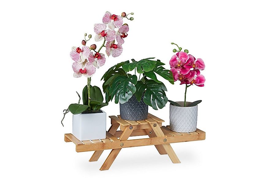 relaxdays Pflanzentreppe Bambus Blumentreppe günstig online kaufen