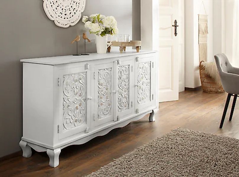 Home affaire Sideboard »Rajat«, Kommode aus Mangoholz mit Frontenfräsungen, günstig online kaufen