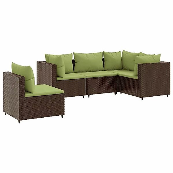 vidaXL 5-tlg Garten-Lounge-Set mit Kissen Braun Poly Rattan Modell 13 günstig online kaufen