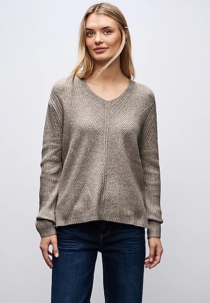 STREET ONE V-Ausschnitt-Pullover in Unifarbe günstig online kaufen
