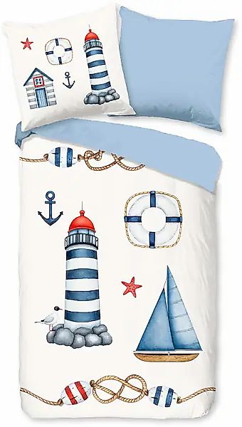 PURE luxury collection Kinderbettwäsche »Maritime«, Mikrofaser, 135x200, 2 günstig online kaufen
