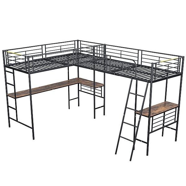 Welikera Metallbett 90*200cm Hochbett,zwei Etagenbetten,Tisch unter dem Bet günstig online kaufen