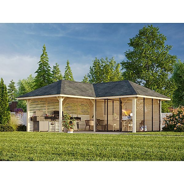 Palmako Pavillon Bianca Set 511 Slide Plus 588 x 588 cm Lackiert Weiß FSC® günstig online kaufen
