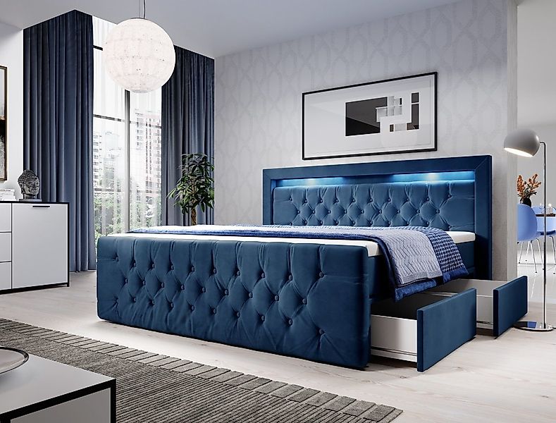 Luxusbetten24 Boxspringbett Menzogna, mit LED-Beleuchtung und günstig online kaufen