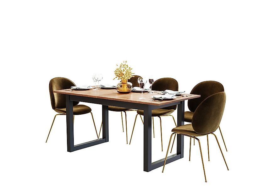 Newroom Esstisch Vincent, ausziehbar 120-160 cm Anthrazit Wildeiche Vintage günstig online kaufen