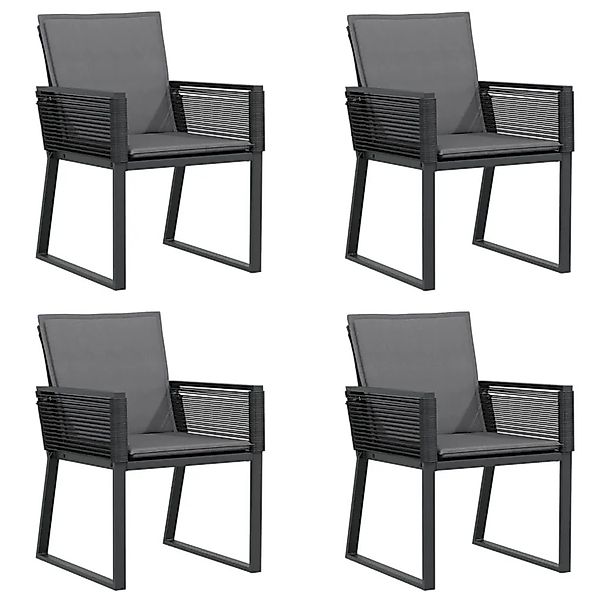 vidaXL Gartenstühle mit Kissen 4 Stk Schwarz Poly Rattan 4008116 günstig online kaufen