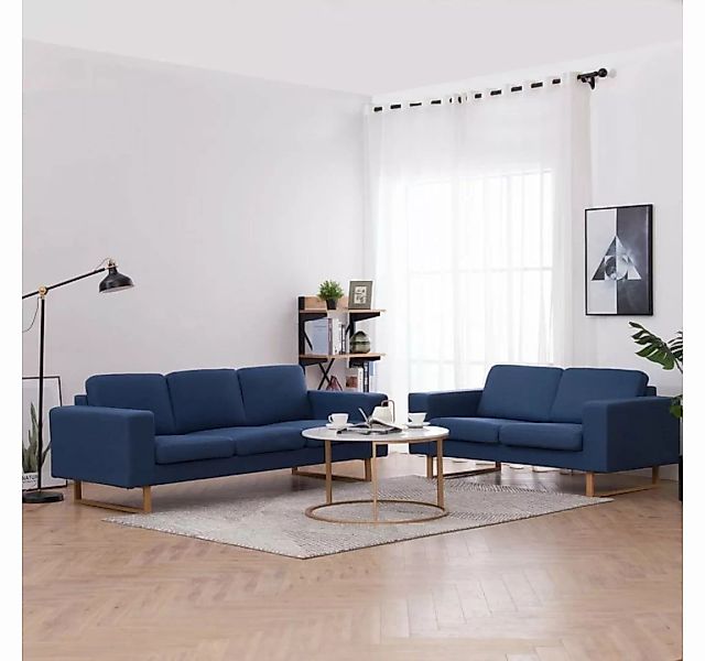 vidaXL Sofa 2-tlg. Sofagarnitur Stoff Blau günstig online kaufen