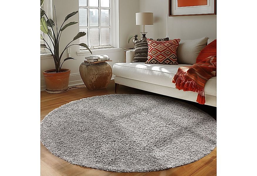 Carpettex Hochflor-Teppich Unicolor - Einfarbig, Rund, Höhe: 30 mm, Einfarb günstig online kaufen