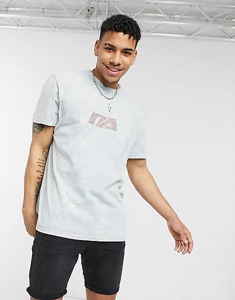 Night Addict – Oversize-T-Shirt in Grau mit strassbesetztem Logo günstig online kaufen