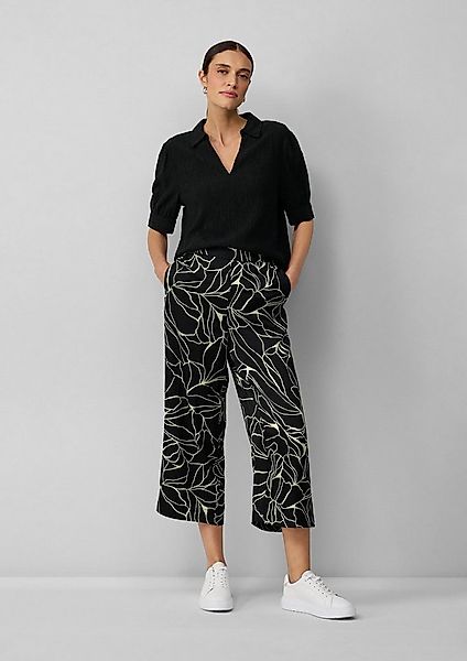 s.Oliver Culotte Hose Satinierte Wide-Leg-Hose mit Elastikbund und All-over günstig online kaufen