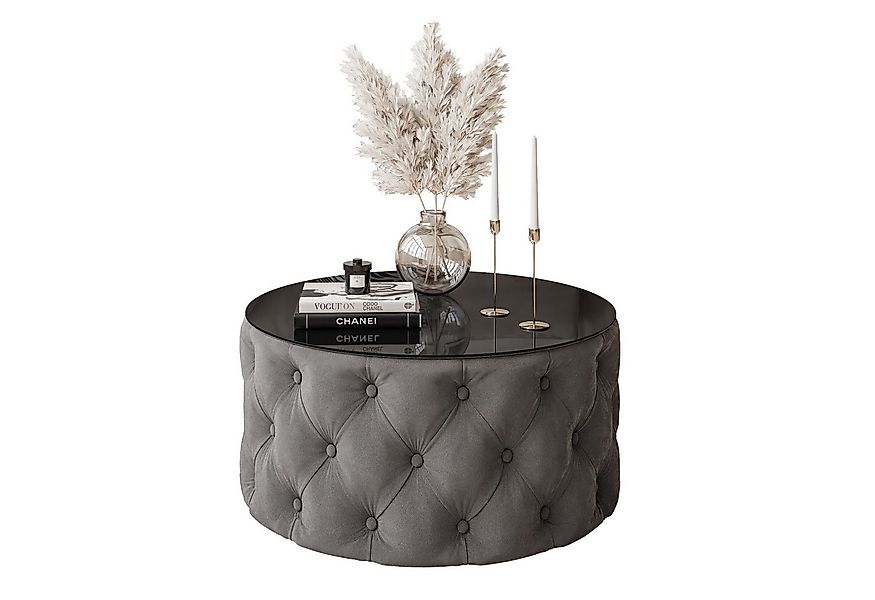 Lookway Couchtisch CHESTERFIELD 70 cm runder gepolsterter couchtisch günstig online kaufen